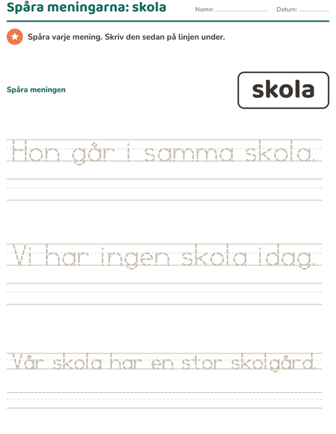 Förhandsvisning av Högfrekventa ord-arbetsblad för Förskoleklass
