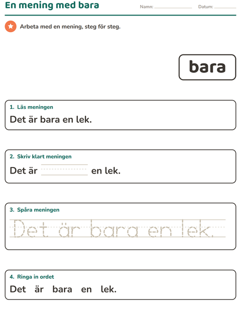 Förhandsvisning av Högfrekventa ord-arbetsblad för Förskoleklass
