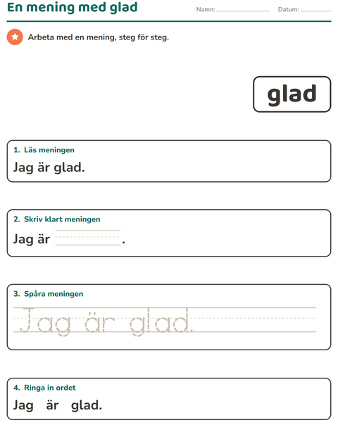 Förhandsvisning av Högfrekventa ord-arbetsblad för Förskoleklass