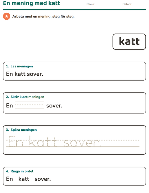 Förhandsvisning av Högfrekventa ord-arbetsblad för Förskoleklass