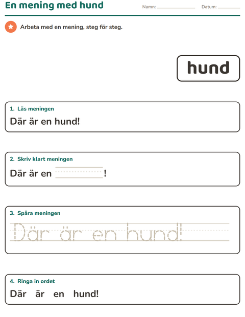 Förhandsvisning av Högfrekventa ord-arbetsblad för Förskoleklass