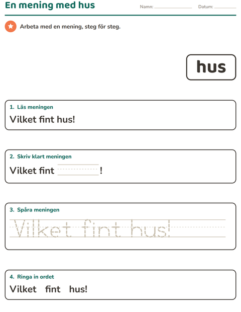 Förhandsvisning av Högfrekventa ord-arbetsblad för Förskoleklass