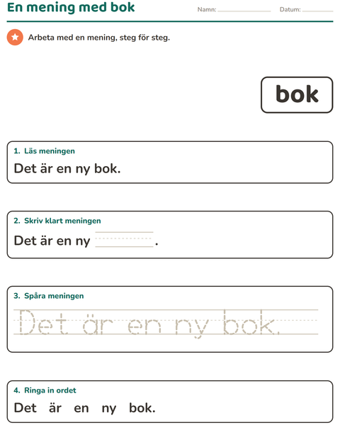 Förhandsvisning av Högfrekventa ord-arbetsblad för Förskoleklass