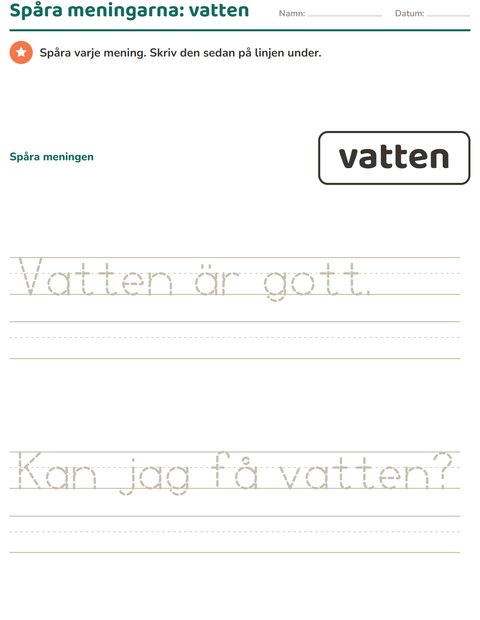Förhandsvisning av Högfrekventa ord-arbetsblad för Förskoleklass