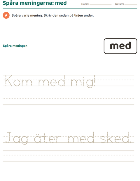 Förhandsvisning av Högfrekventa ord-arbetsblad för Förskoleklass