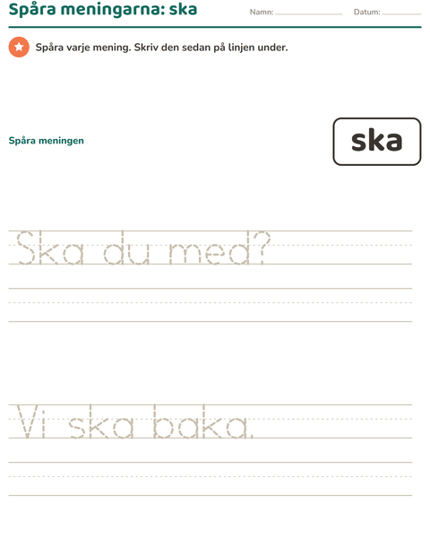 Förhandsvisning av Högfrekventa ord-arbetsblad för Förskoleklass
