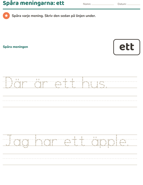 Förhandsvisning av Högfrekventa ord-arbetsblad för Förskoleklass