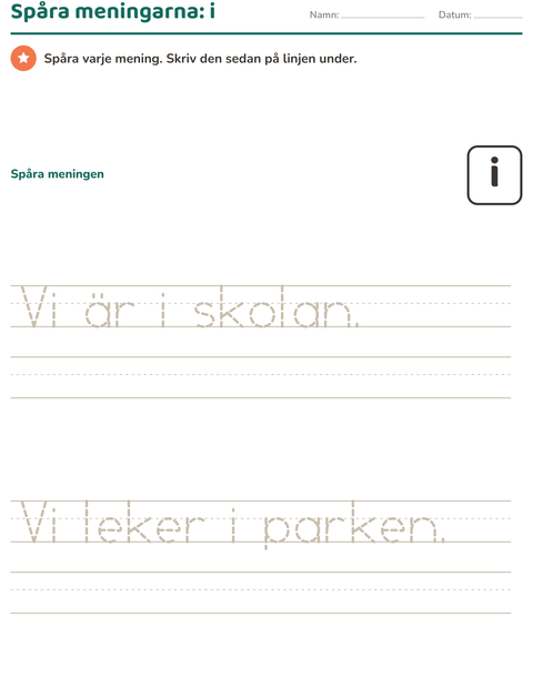 Förhandsvisning av Högfrekventa ord-arbetsblad för Förskoleklass