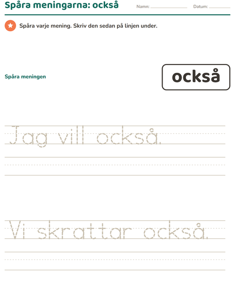 Förhandsvisning av Högfrekventa ord-arbetsblad för Förskoleklass