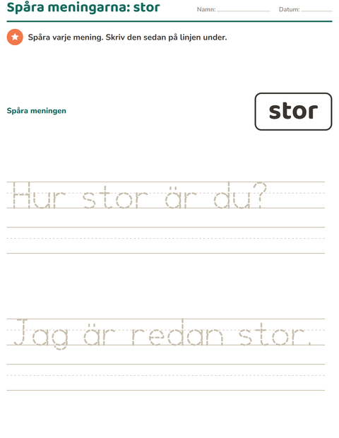 Förhandsvisning av Högfrekventa ord-arbetsblad för Förskoleklass