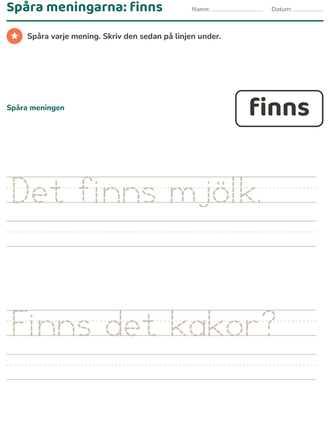 Förhandsvisning av Högfrekventa ord-arbetsblad för Förskoleklass
