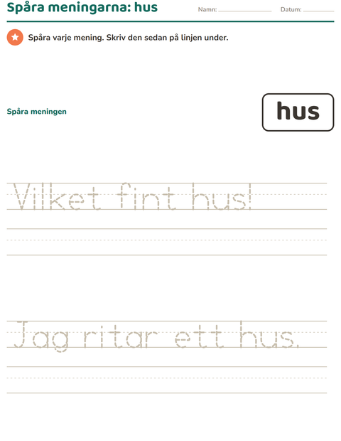 Förhandsvisning av Högfrekventa ord-arbetsblad för Förskoleklass