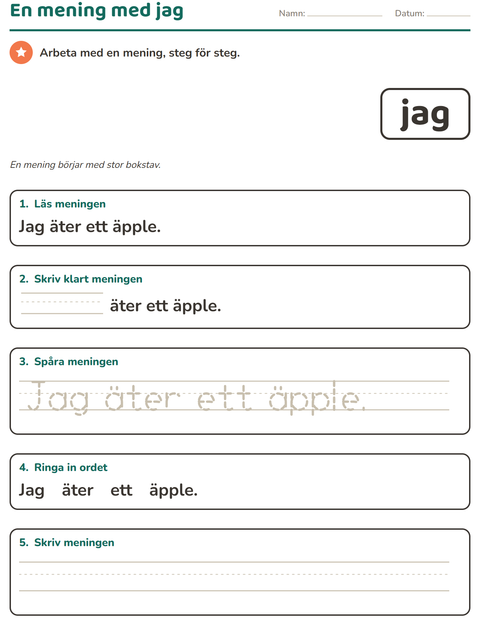 Förhandsvisning av Högfrekventa ord-arbetsblad för Förskoleklass
