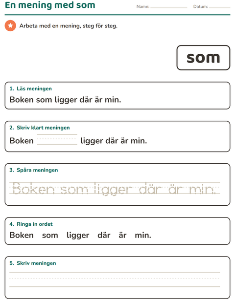 Förhandsvisning av Högfrekventa ord-arbetsblad för Förskoleklass