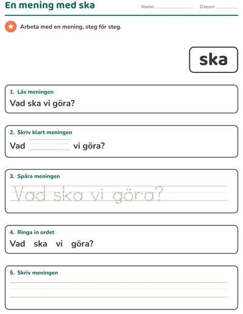 Förhandsvisning av Högfrekventa ord-arbetsblad för Förskoleklass