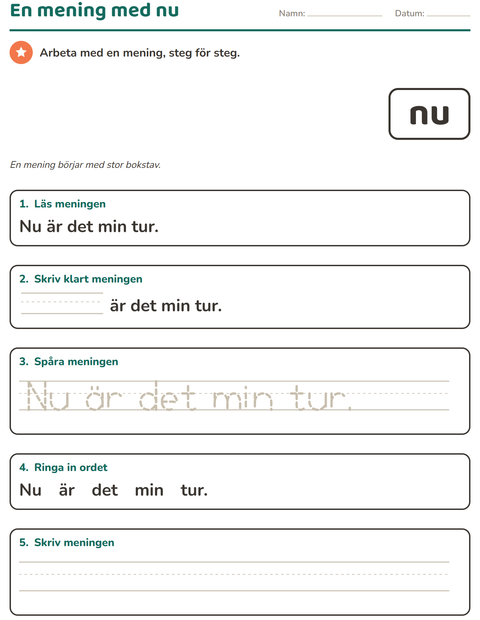 Förhandsvisning av Högfrekventa ord-arbetsblad för Förskoleklass