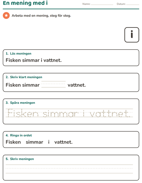 Förhandsvisning av Högfrekventa ord-arbetsblad för Förskoleklass