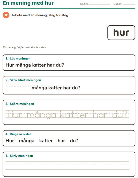 Förhandsvisning av Högfrekventa ord-arbetsblad för Förskoleklass