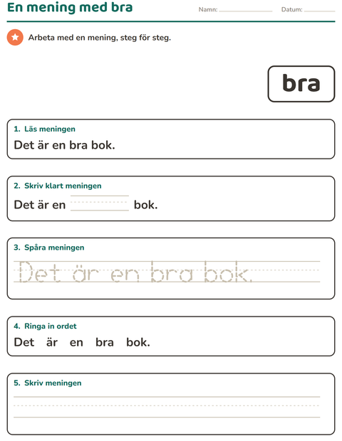 Förhandsvisning av Högfrekventa ord-arbetsblad för Förskoleklass