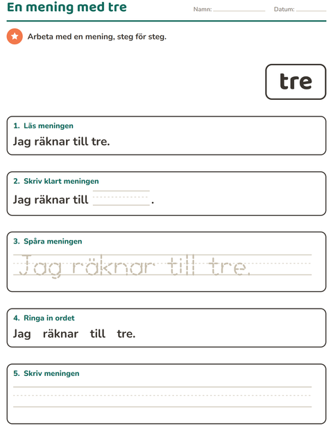 Förhandsvisning av Högfrekventa ord-arbetsblad för Förskoleklass