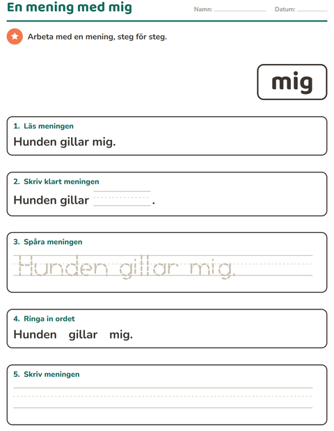 Förhandsvisning av Högfrekventa ord-arbetsblad för Förskoleklass
