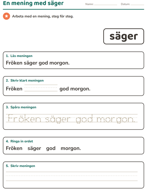 Förhandsvisning av Högfrekventa ord-arbetsblad för Förskoleklass
