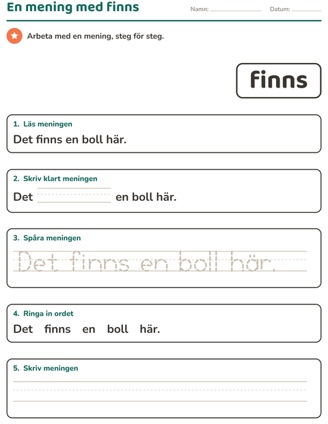 Förhandsvisning av Högfrekventa ord-arbetsblad för Förskoleklass