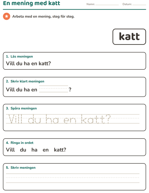 Förhandsvisning av Högfrekventa ord-arbetsblad för Förskoleklass