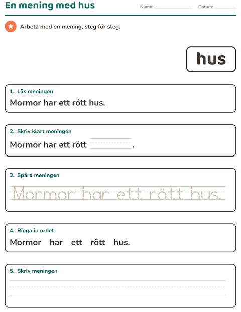 Förhandsvisning av Högfrekventa ord-arbetsblad för Förskoleklass