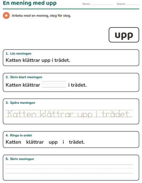 Förhandsvisning av Högfrekventa ord-arbetsblad för Förskoleklass