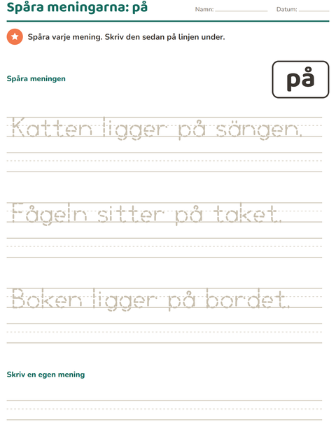 Förhandsvisning av Högfrekventa ord-arbetsblad för Förskoleklass