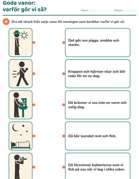 Förhandsvisning av Hygien och goda vanor-arbetsblad för Årskurs 2
