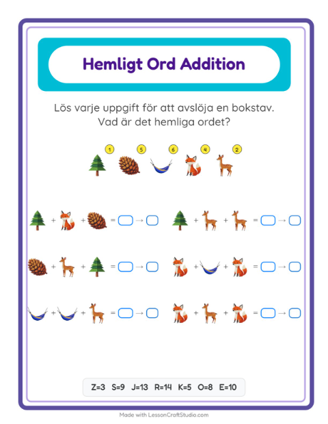 Räknekod hemligt ord – Camping