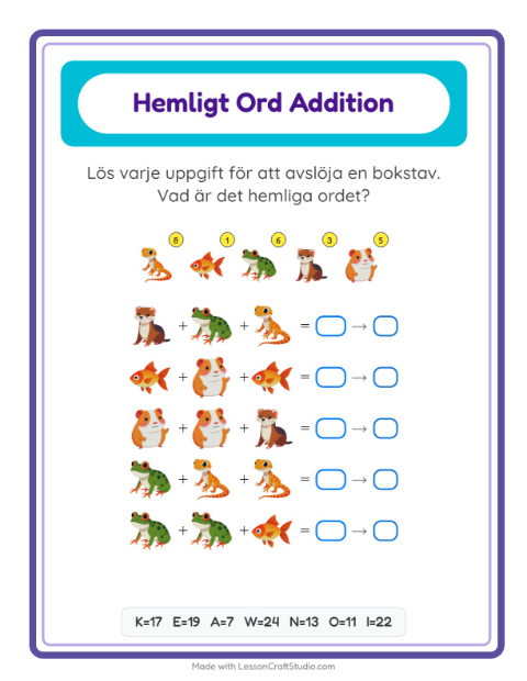 Räknekod hemligt ord – Husdjur