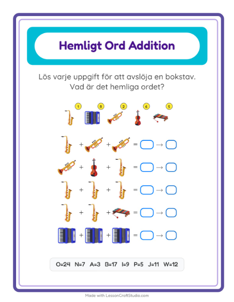 Räknekod hemligt ord – Musik
