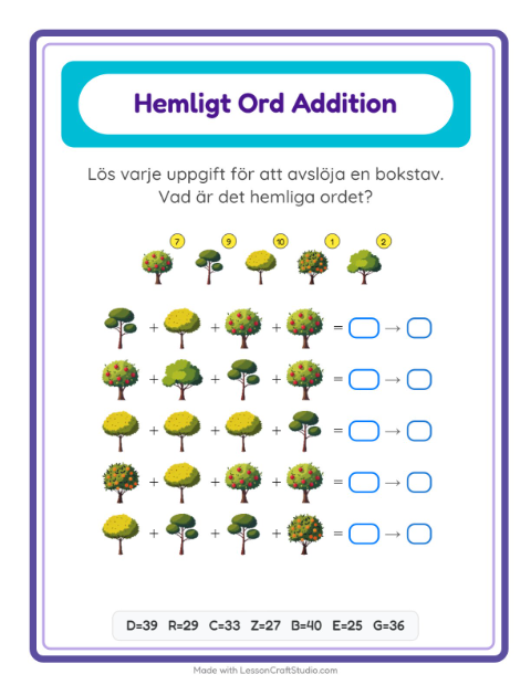 Räknekod hemligt ord – Träd