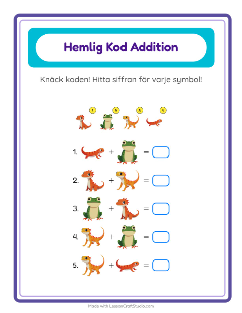 Räknekod – Reptiler och groddjur