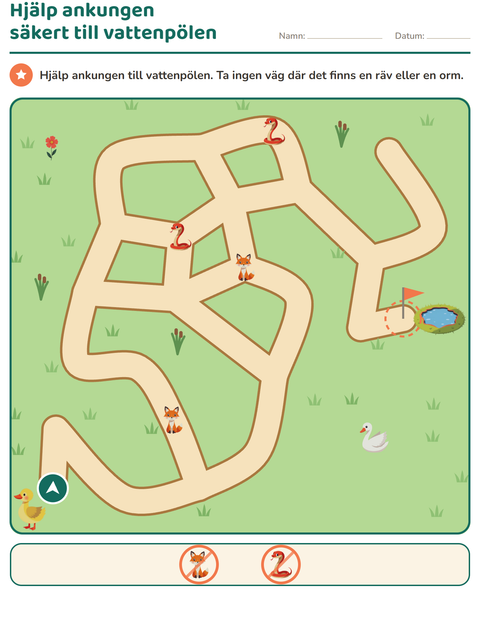 Förhandsvisning av Labyrintpyssel-arbetsblad för Årskurs 1