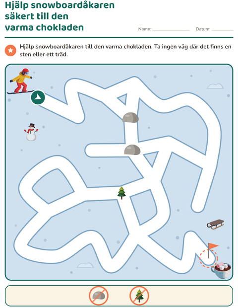 Förhandsvisning av Labyrintpyssel-arbetsblad för Årskurs 1