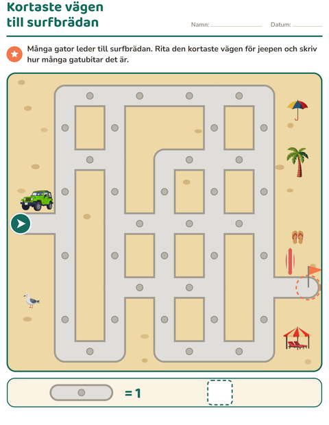 Förhandsvisning av Labyrintpyssel-arbetsblad för Årskurs 1