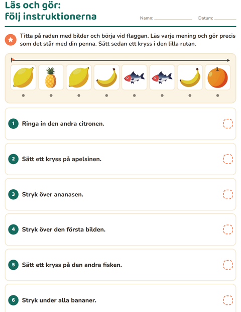 Förhandsvisning av Läs och gör-arbetsblad med I snabbköpet för Årskurs 1