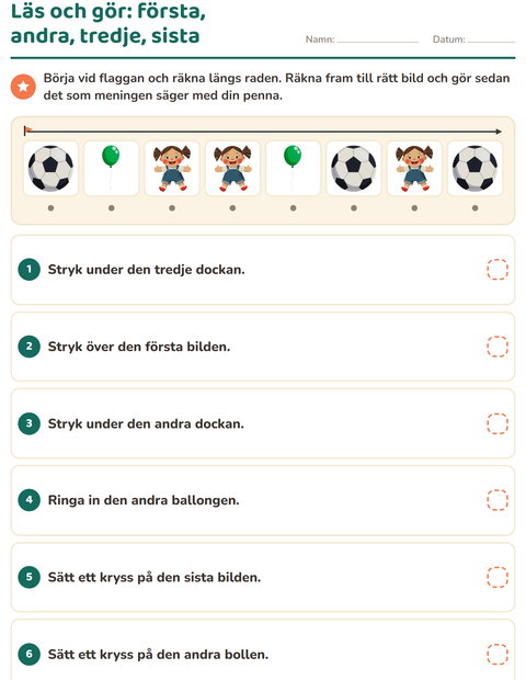 Förhandsvisning av Läs och gör-arbetsblad med Leksaker för Årskurs 1