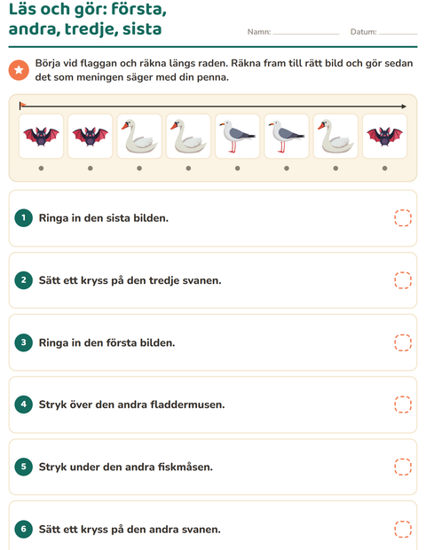 Förhandsvisning av Läs och gör-arbetsblad med Saker som flyger för Årskurs 1