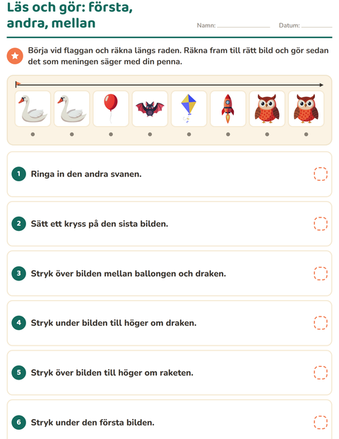 Förhandsvisning av Läs och gör-arbetsblad med Saker som flyger för Årskurs 1