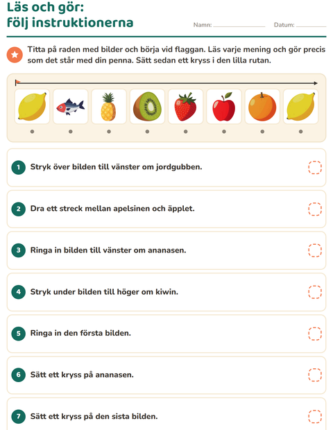 Förhandsvisning av Läs och gör-arbetsblad med I snabbköpet för Årskurs 1