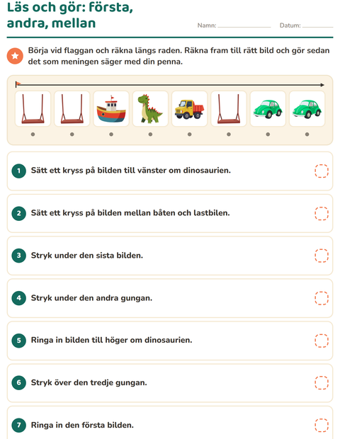 Förhandsvisning av Läs och gör-arbetsblad med Leksaker för Årskurs 1