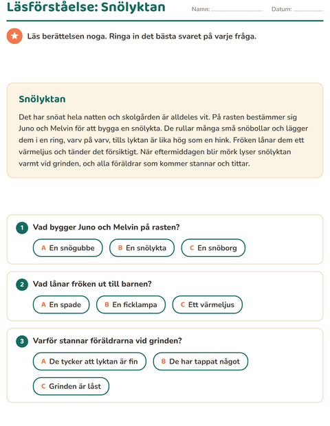 Läsförståelse: Snölyktan