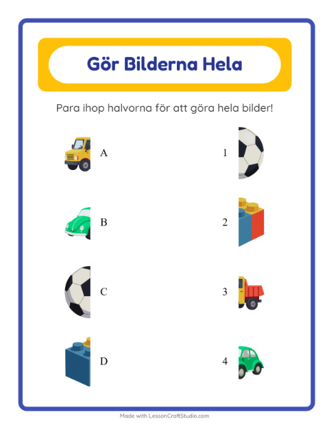 Förhandsvisning av Gör helheten med leksaker – arbetsblad för förskolan