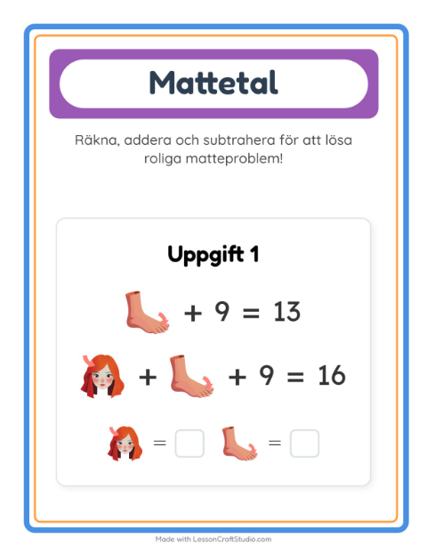 Förhandsvisning av Matteblad-arbetsblad med Kroppsdelar för Förskoleklass