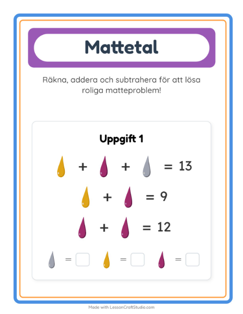 Förhandsvisning av Matteblad-arbetsblad med Färger för Förskoleklass